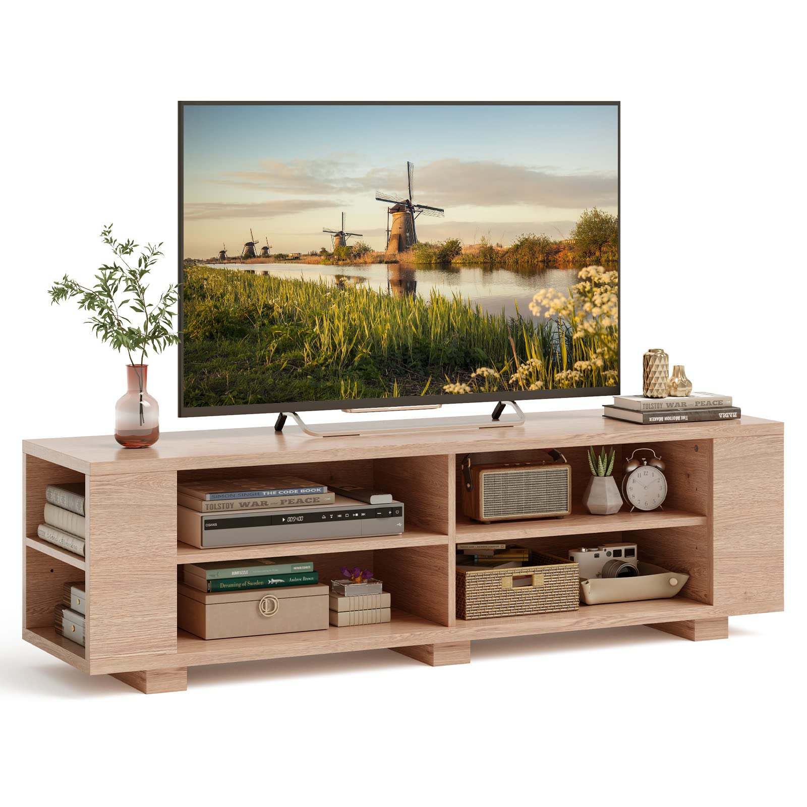 Giantex TV Stand Entertainment Center - Farmhouse Television Table up to 65 Inches TVs, 7 Colors 