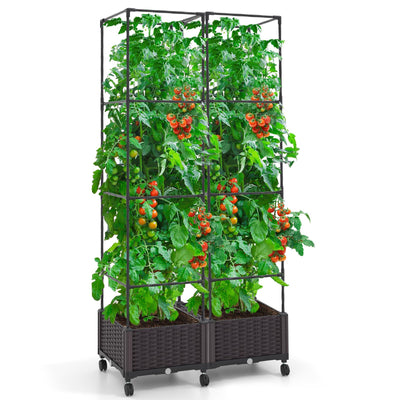 Giantex Raised Garden Bed with Tomato Cages, 67” Adjustable Height 