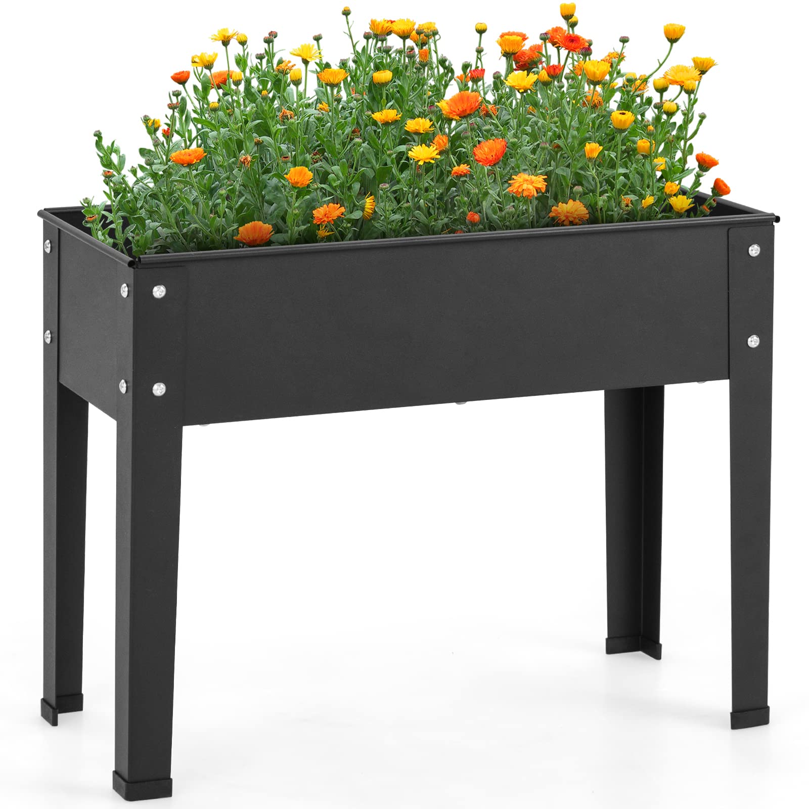 Giantex Raised Garden Bed, Metal Planter Box with Legs, Drain Hole, Outdoor Indoor Elevated Garden Box 