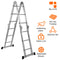 7 in 1 Folding Extension Ladders,Extendable Scaffold Aluminum Step Ladder 330LB (12.2 Ft)