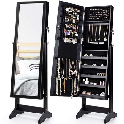CHARMAID Freestanding Lockable Jewelry Organizer Box with Large Storage Capacity 