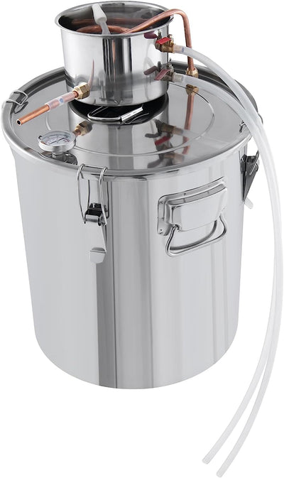 Giantex 10 Gal Alcohol Still,2 Pots Stainless Steel Alcohol Still, Multi-purpose Home Brewing Kit for DIY Whiskey, Brandy, Beer, Silver 