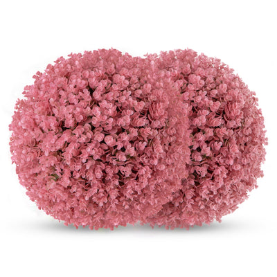 Giantex 2 PCS Artificial Plant Topiary Ball, 17.5'' Pink Faux Eucalyptus Decorative Balls for Wedding Home Decor 