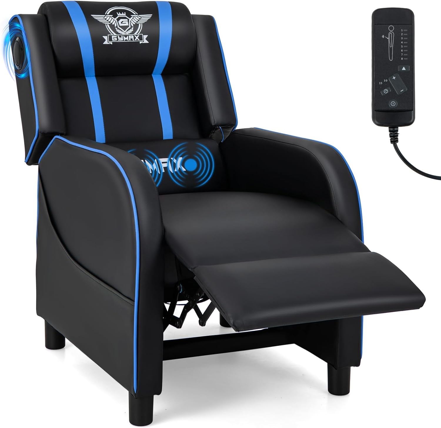 Giantex Gaming Massage Recliner Chair - Racing Style Gaming Sofa Chair with Reclining Backrest, Massage Lumbar Pillow 