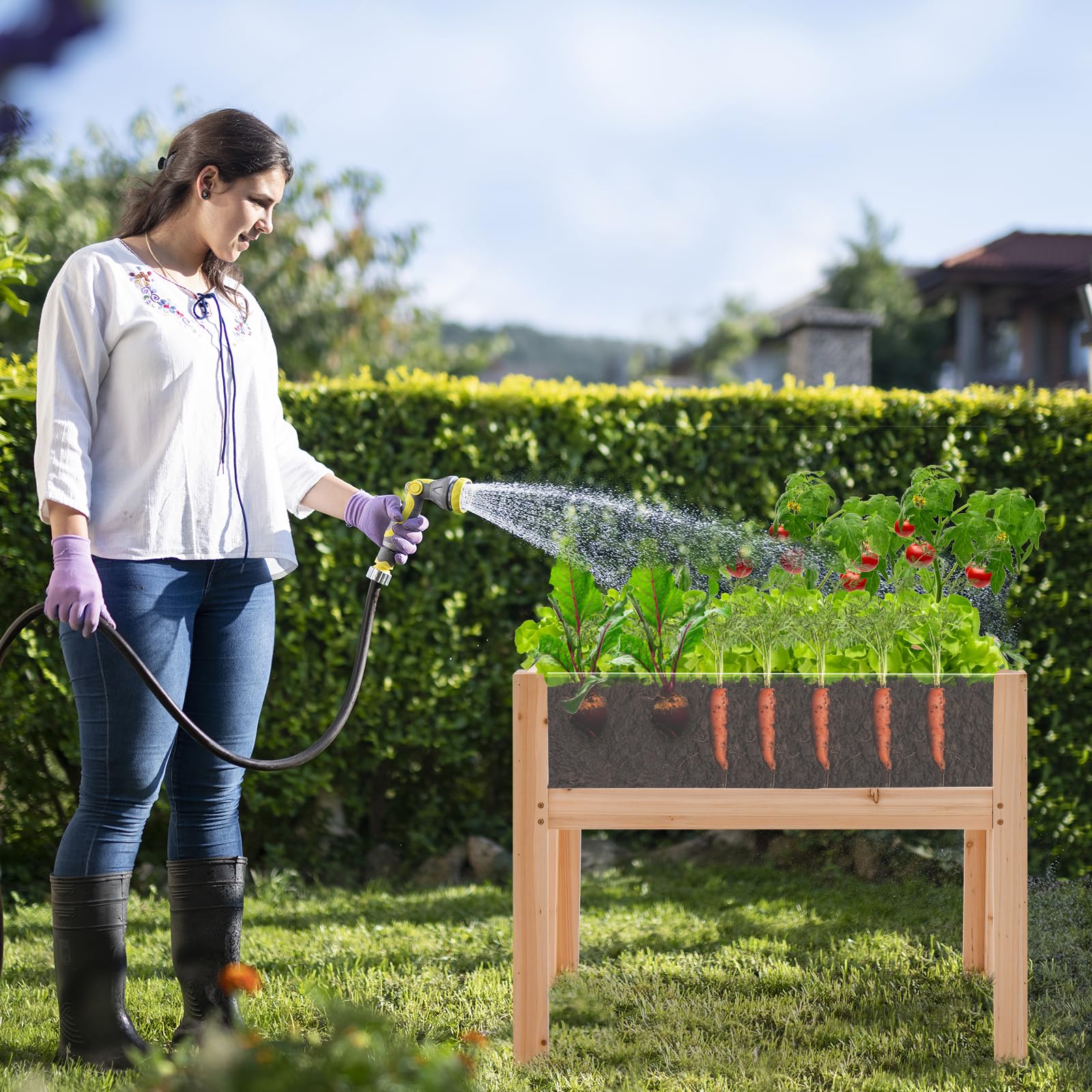 Giantex 30”x18”x24” Raised Garden Bed Elevated Wood Planter Box with Legs 