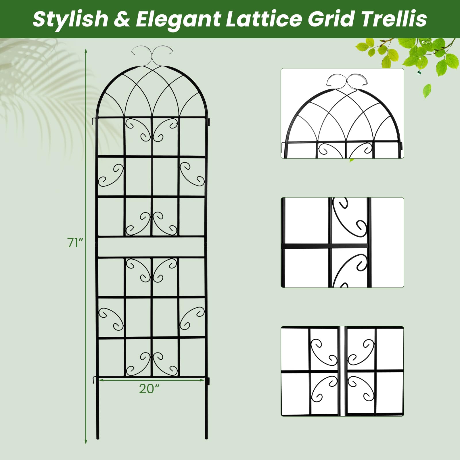 Giantex Trellis for Climbing Plants Outdoor, 6 FT Tall Galvanized Steel Garden Trellis 