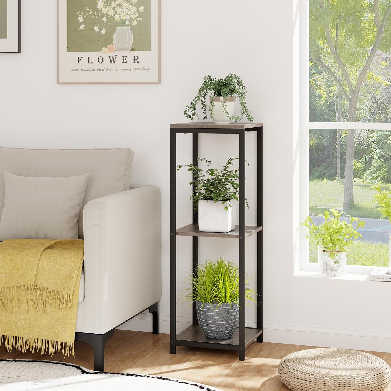 Giantex 3 Tier Tall Plant Stand Indoor, 36 Inch Corner Plant Holder with Metal Frame 