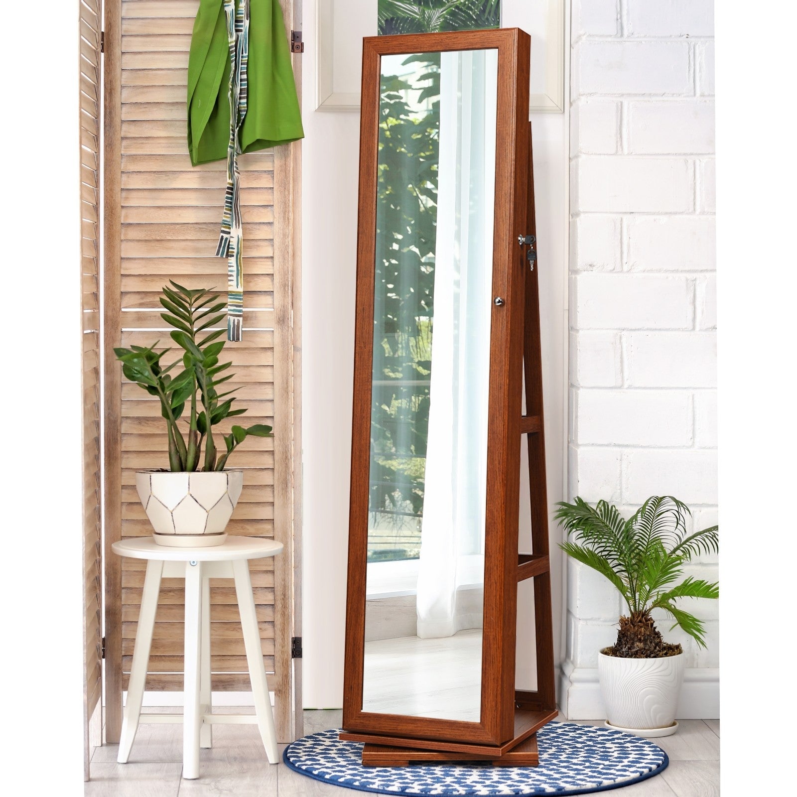 CHARMAID | 360-degree Rotating Jewelry Armoire with Higher Full Length Mirror 