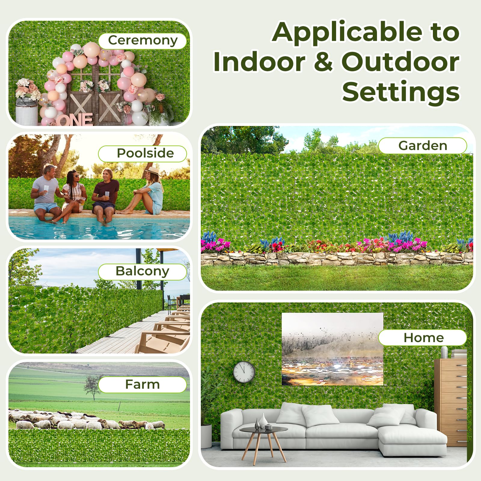 Giantex Artificial Ivy Privacy Fence 2 Pack - 120" x 40" Artificial Hedges Fence 