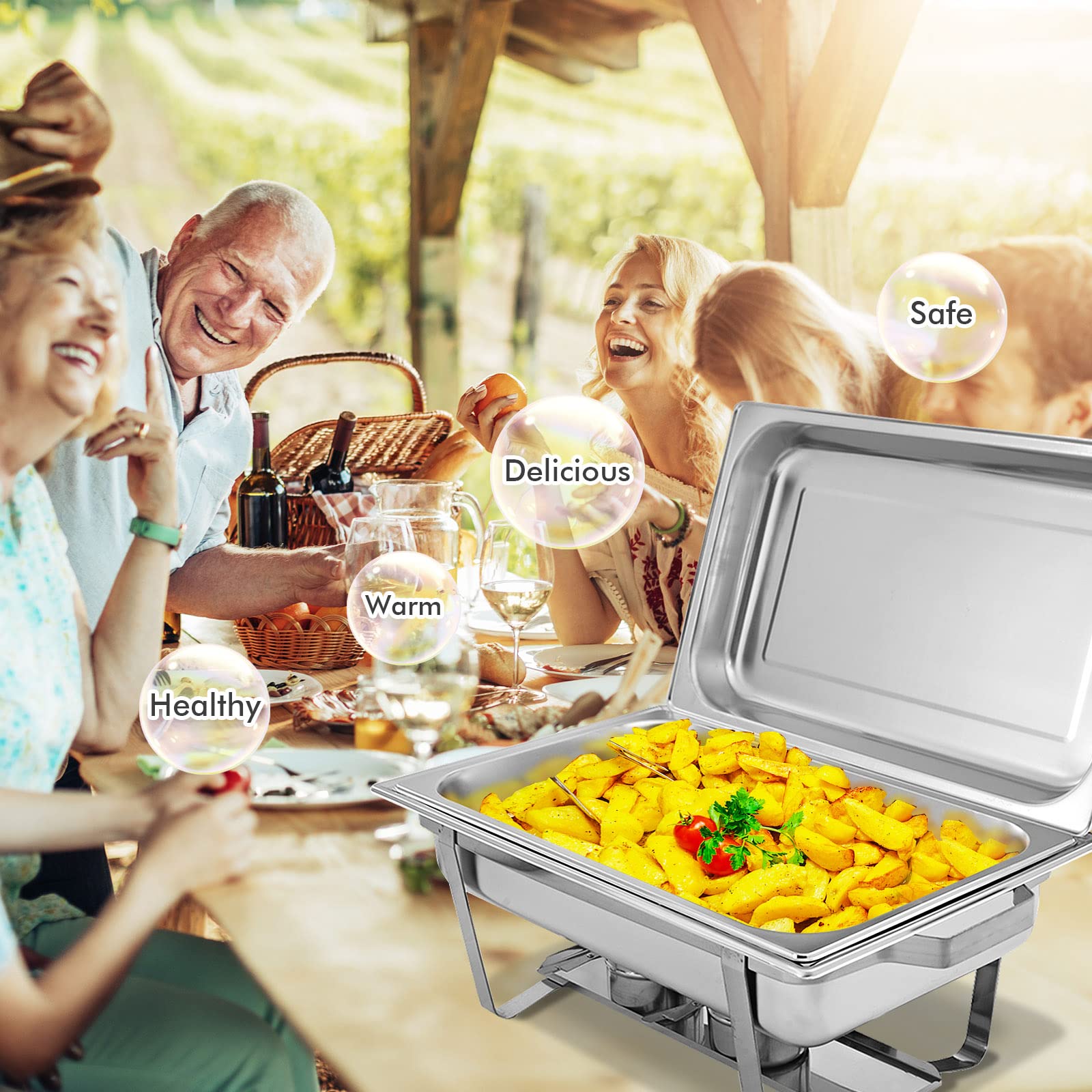 Giantex 2 Packs Chafing Dish 9 Quart Chafter Dishes Stainless Steel 