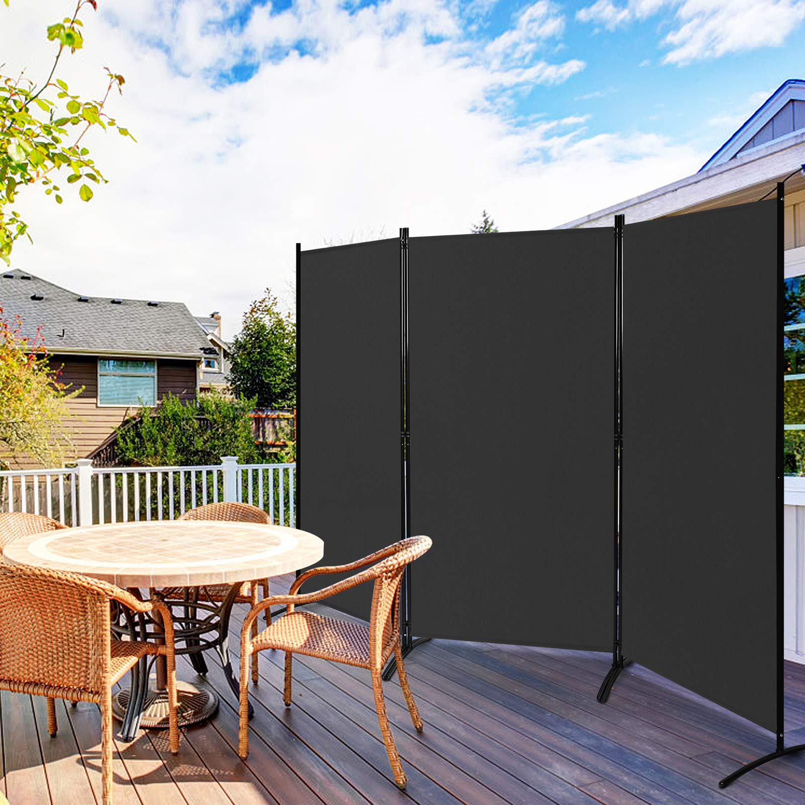 Giantex 6 Ft 3 Panel Room Divider, Folding Portable Privacy Screen w/ Durable Hinges Steel Base