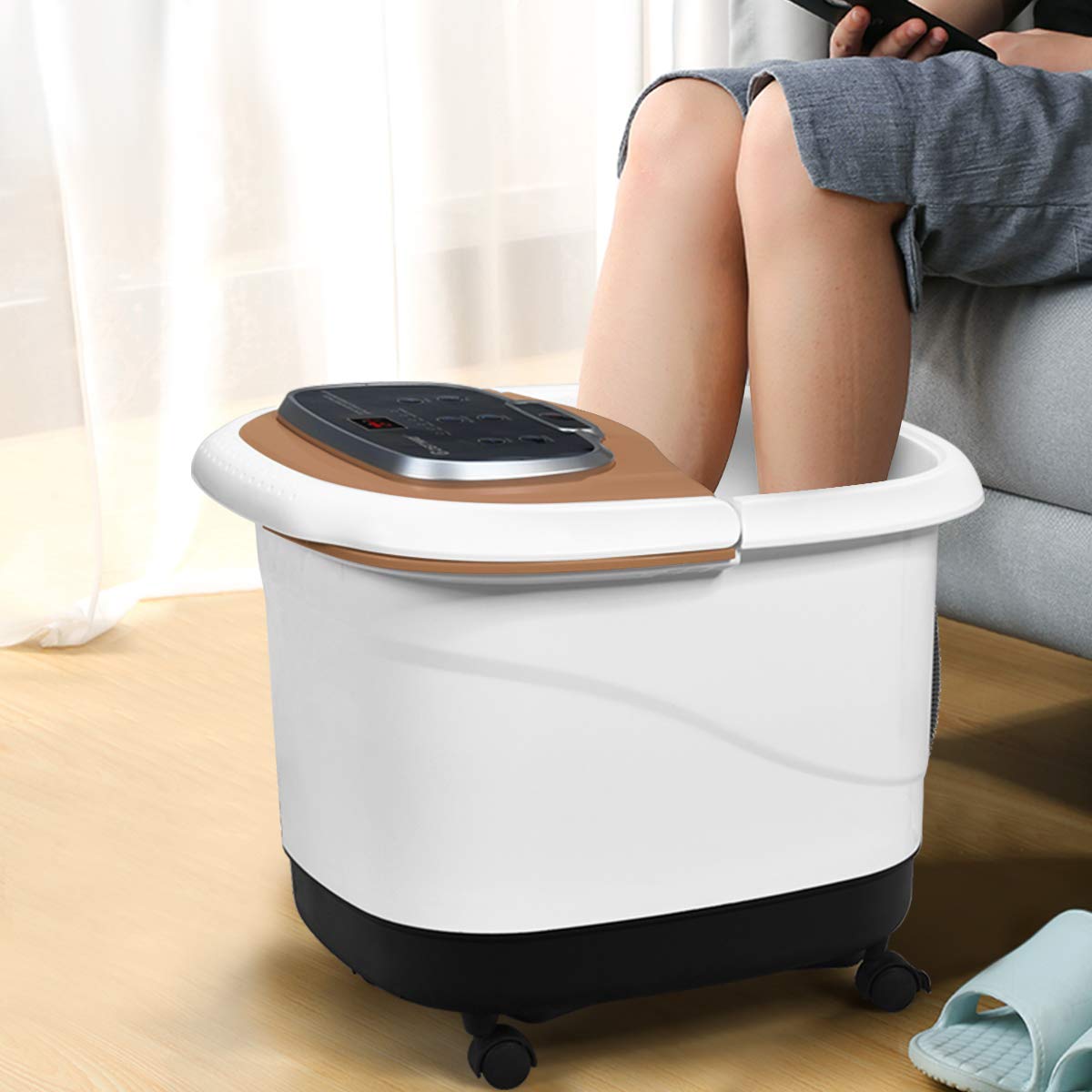 Giantex Foot Spa Bath Massager w/ Heat, Water Shower Adjustable in Angles 