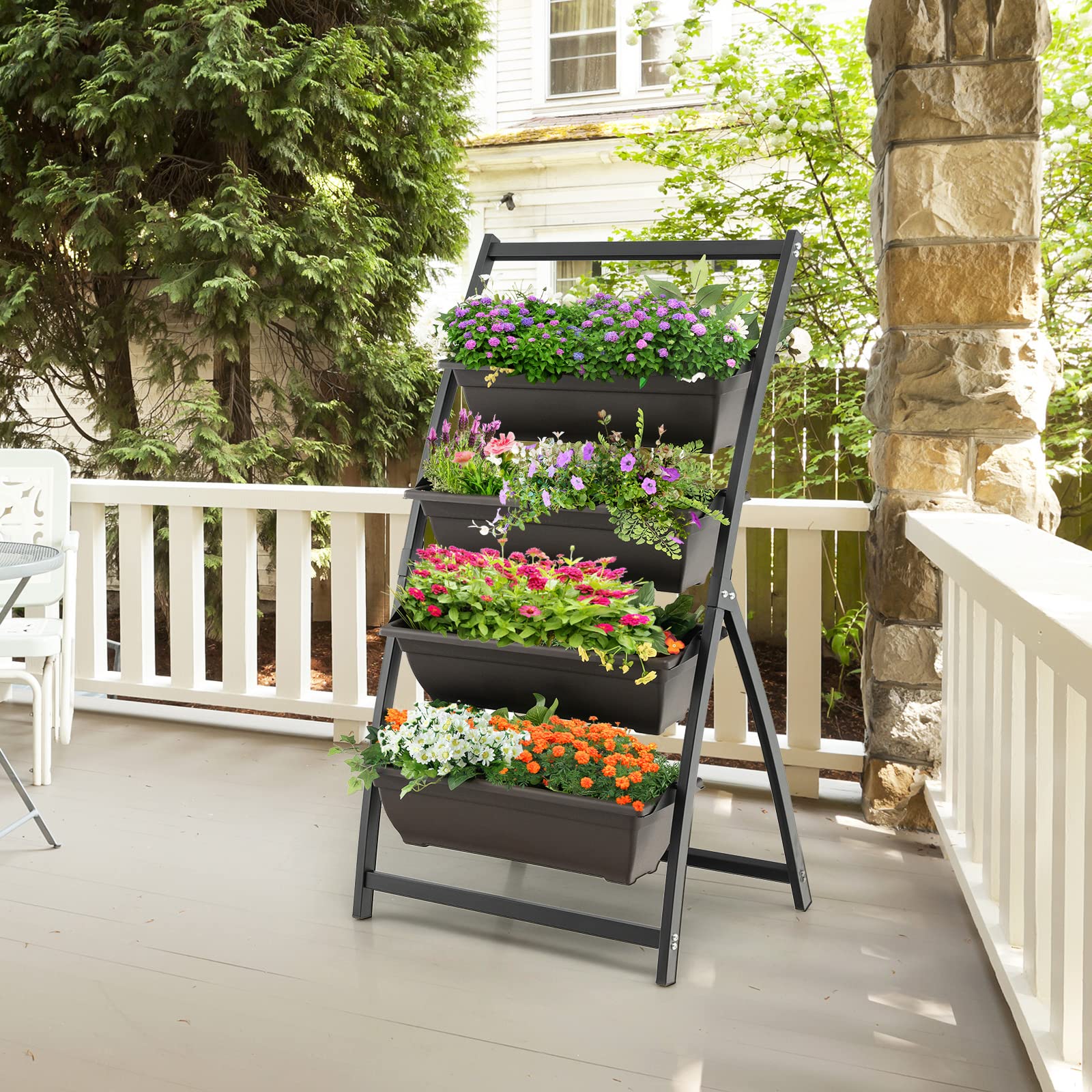 Giantex 2 Pcs 4.1FT Vertical Raised Garden Bed, 4-Tier Elevated Planter Box 