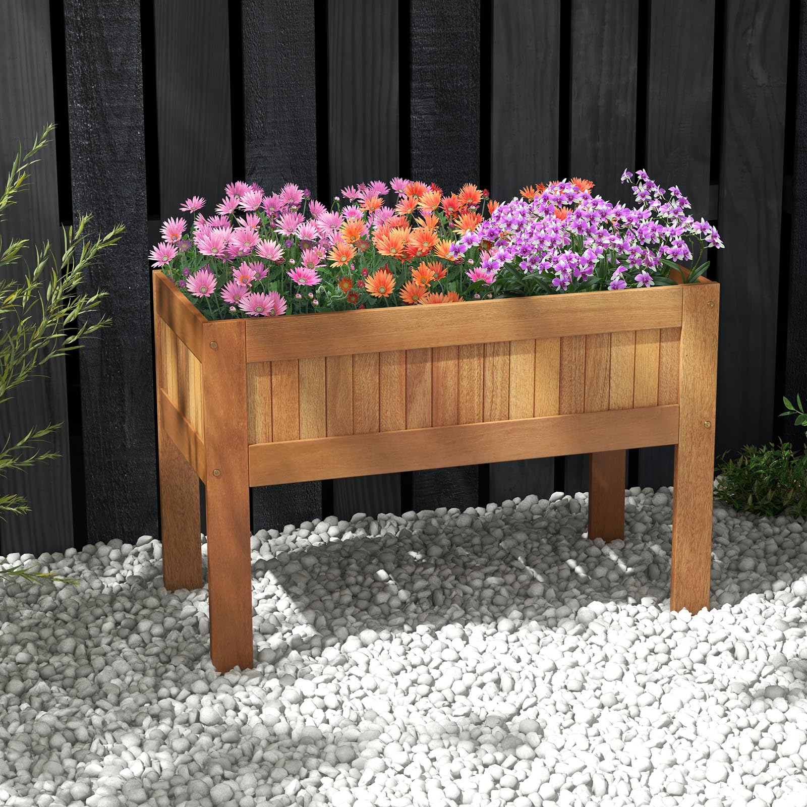 Giantex Wooden Raised Garden Bed, Solid Wood Elevated Planter Box w/Legs, 35”Lx 16”Wx24”H