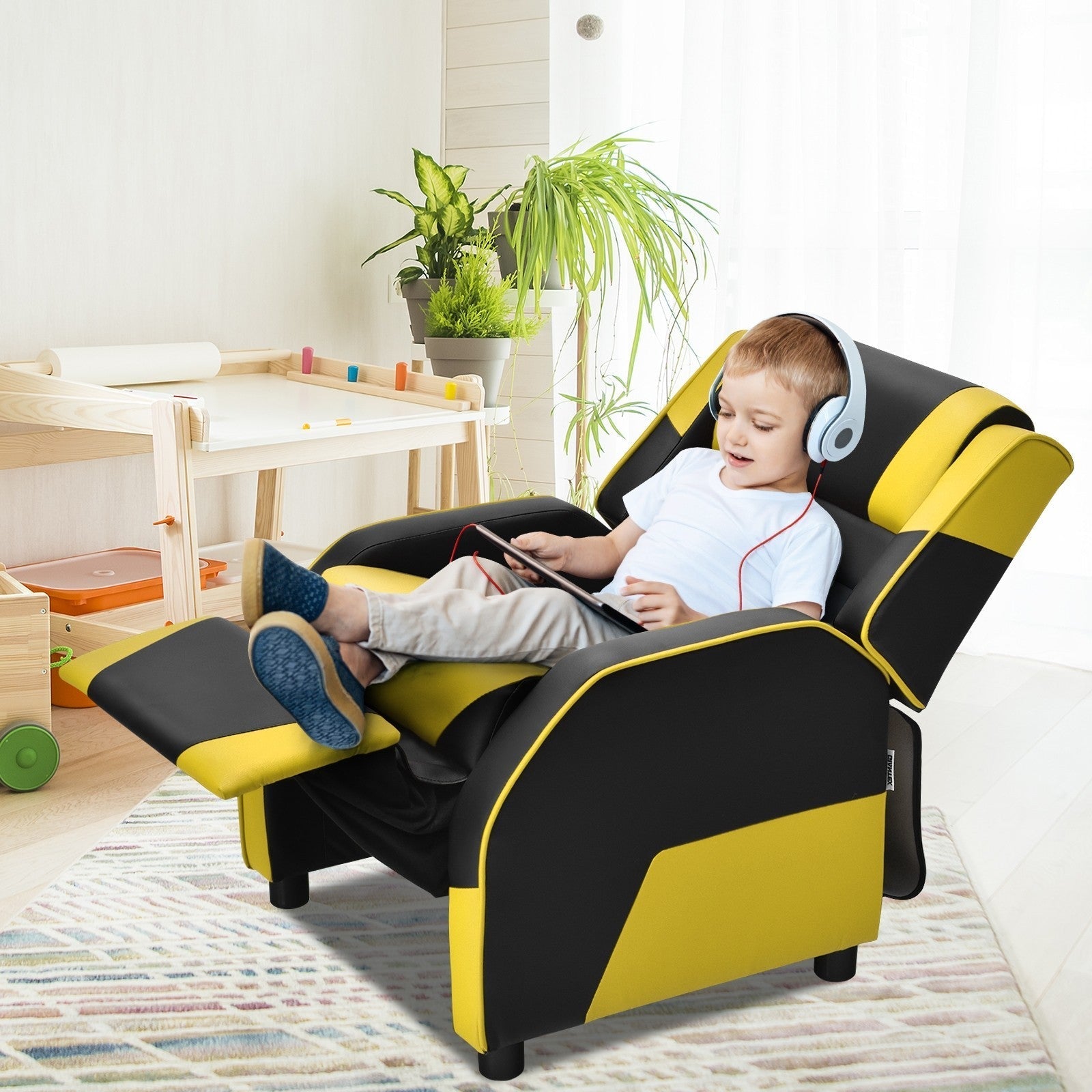 Kids/Youth Gaming Recliner Chair, Ergonomic PU Leather Armchair Lounge Chair for Living & Gaming Room 