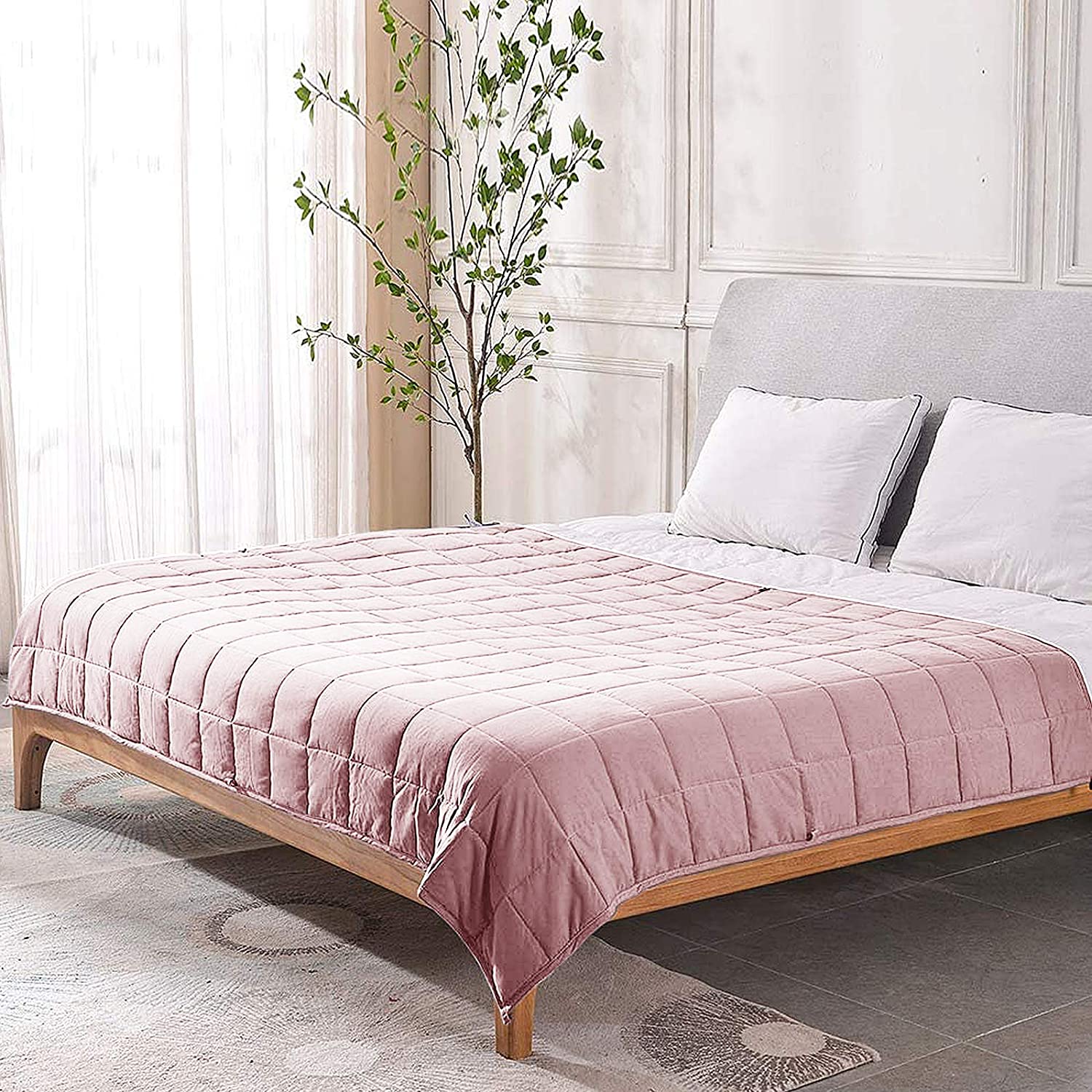Giantex Weighted Blanket with Duvet Covers, Hot and Cold Duvet Cover Set, 60" x 80" | (Pink) 