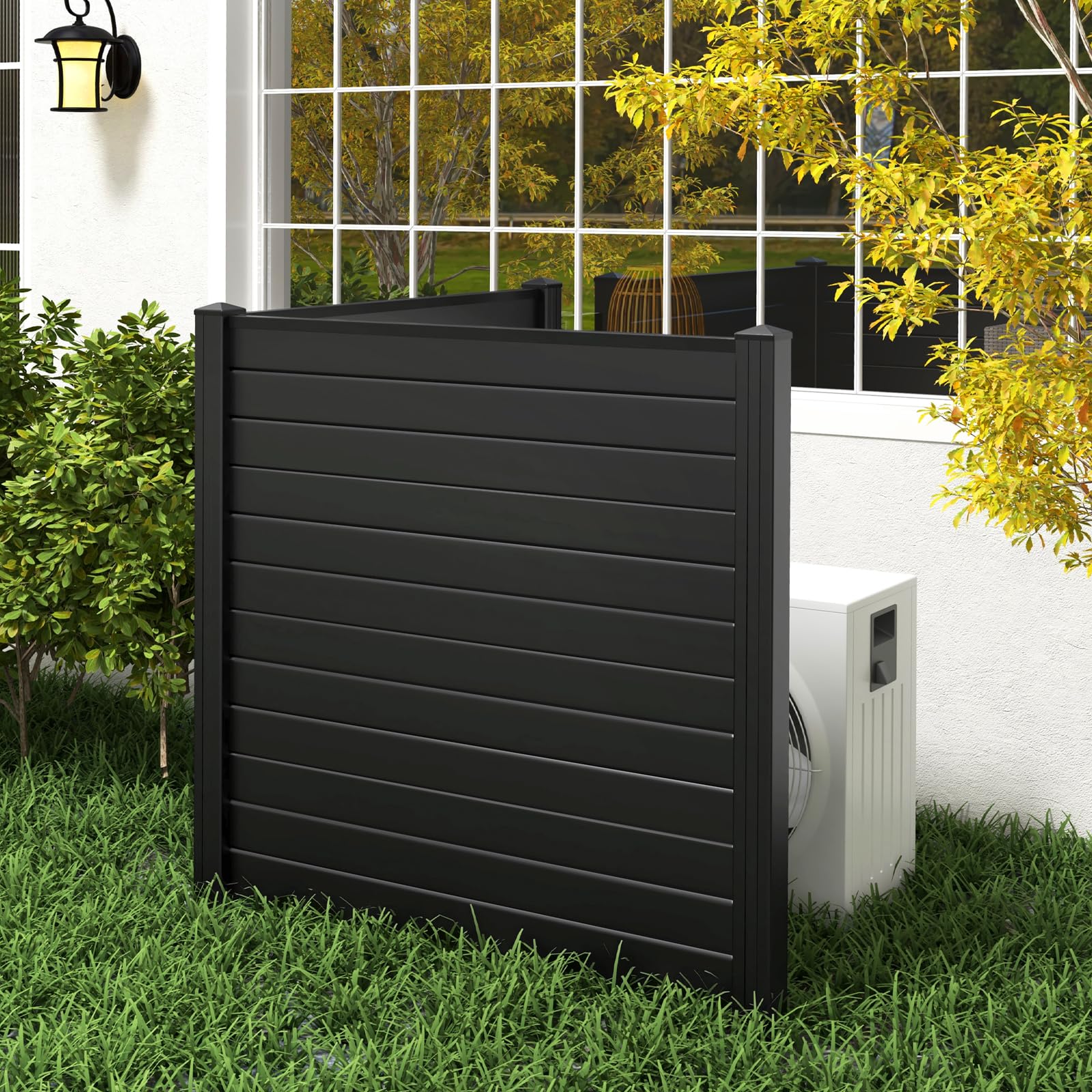 Giantex Air Conditioner Fence 2 Panels - 48''W x 48''H Outdoor Privacy Screen with Upgraded Metal Stakes