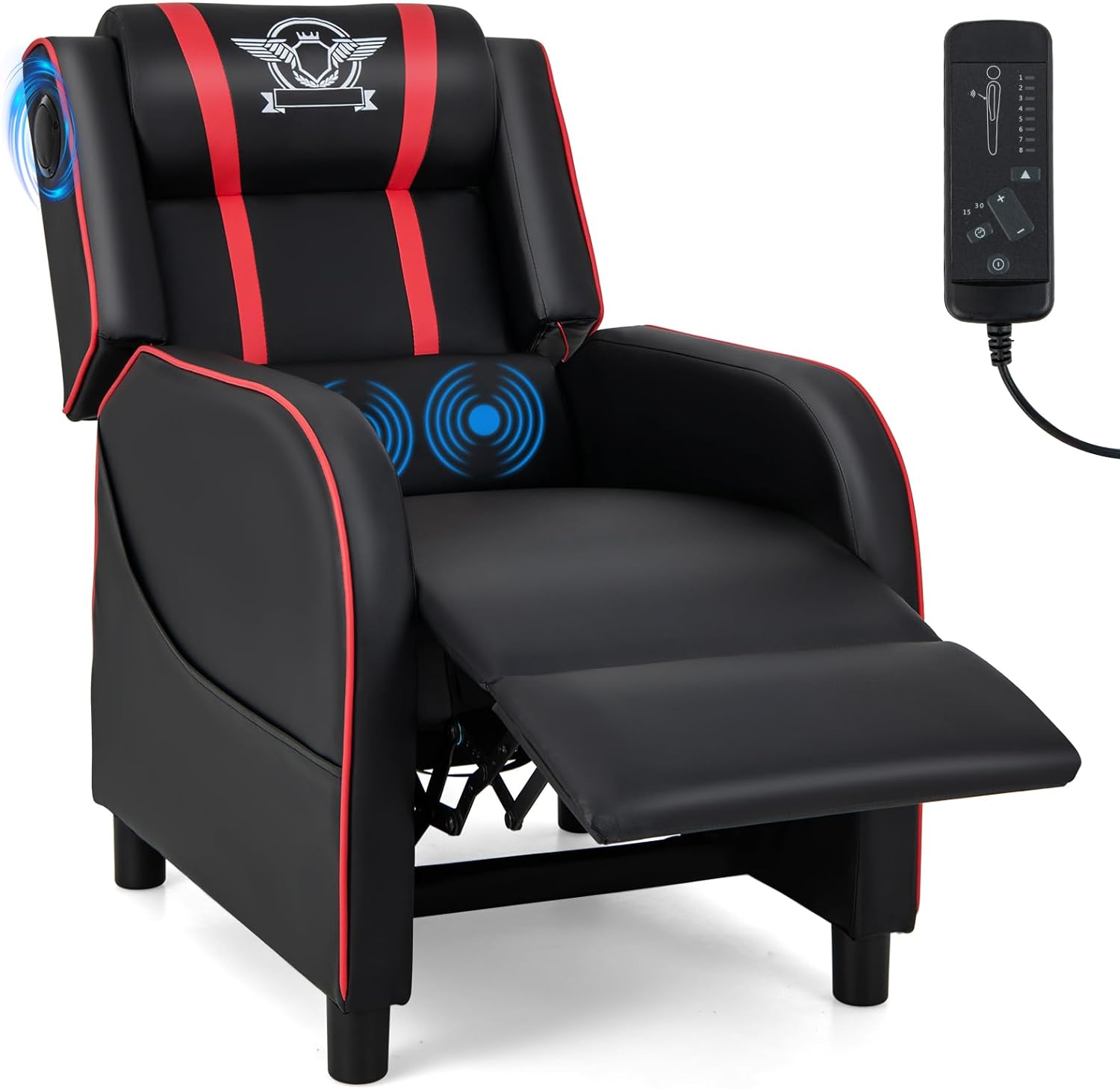 Giantex Gaming Massage Recliner Chair - Racing Style Gaming Sofa Chair with Reclining Backrest, Massage Lumbar Pillow