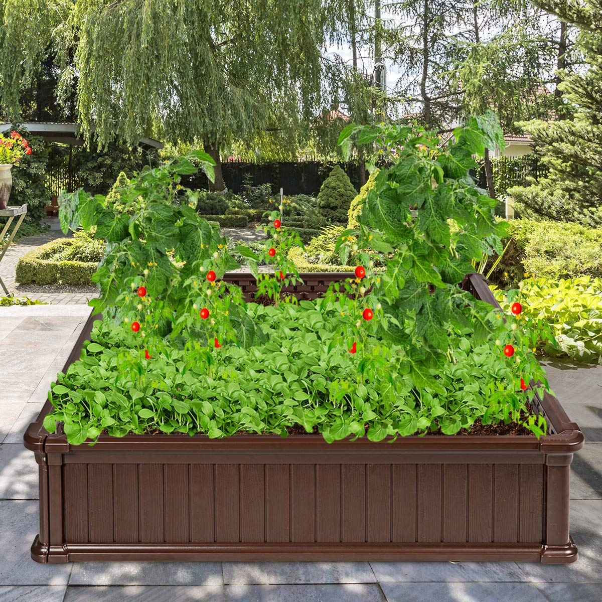Planter for Flower Vegetables (48.5''Lx48.5''Wx12''H, Brown) 