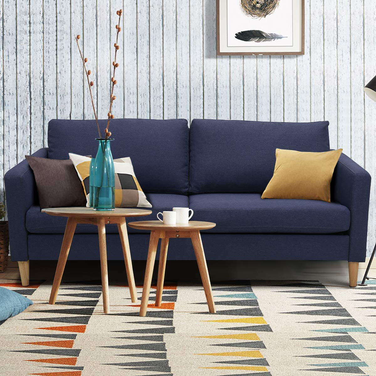 Giantex Modern Upholstered Accent Sofa, Fabric Futon Sofa Bed 