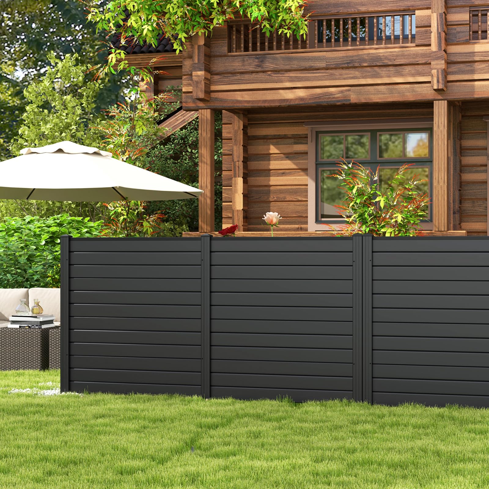 Giantex Air Conditioner Fence 2 Panels - 48''W x 48''H Outdoor Privacy Screen with Upgraded Metal Stakes