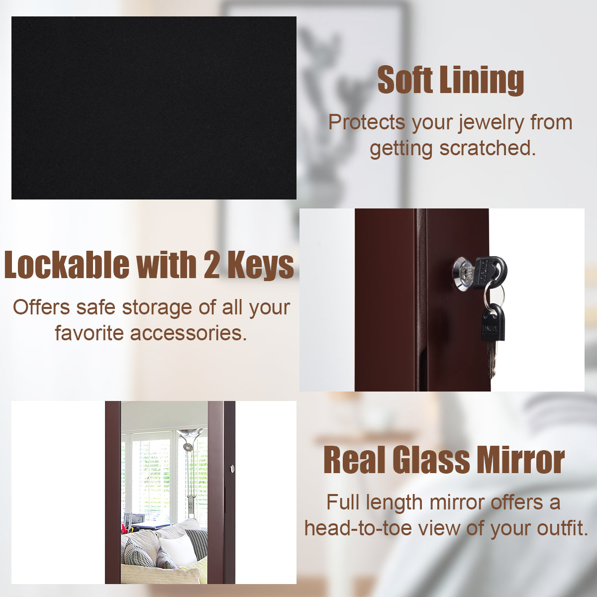 Giantex | 15 LEDs Wall Door Mounted Jewelry Armoire with Mirror