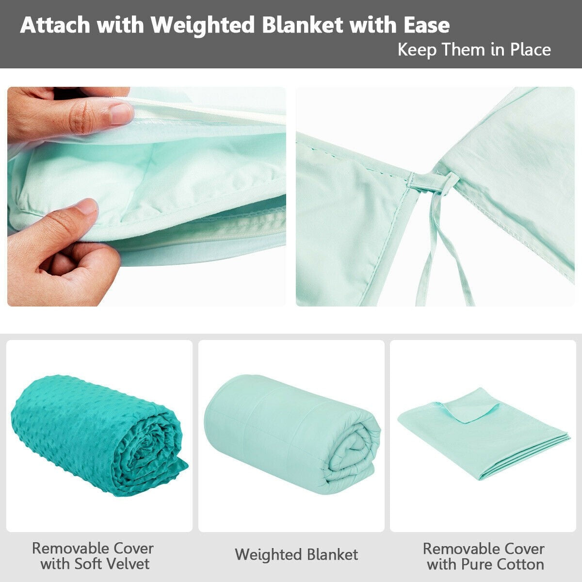Giantex Kids Weighted Blanket with Duvet Covers, Hot and Cold Duvet Cover Set, 60 " x 41" | 7lbs 