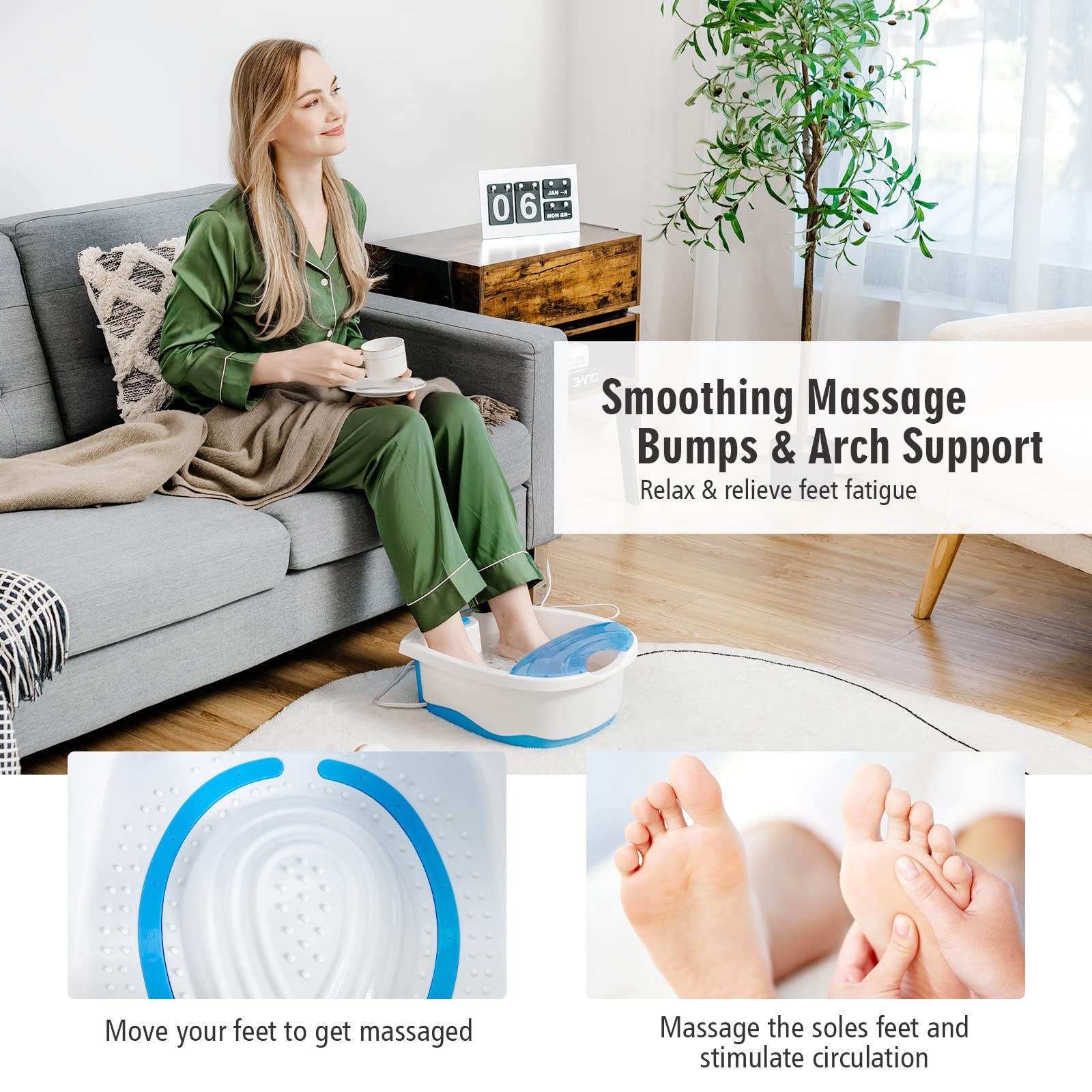 Giantex Foot Spa Bath W/Smooth Bubble Massage 