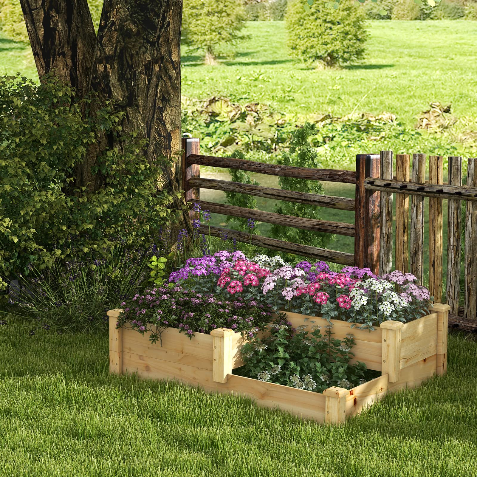 Giantex Raised Garden Bed, Wood Planter Box for Vegetables Flowers Fruit Herb, Easy Assembly (42.5" Lx34.5 Wx14.5 H) 