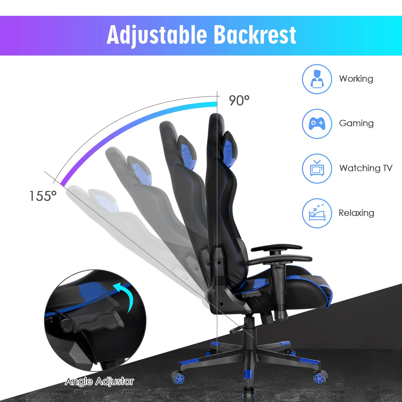 Giantex RGB Gaming Chair, Ergonomic Video Game Chair with Led Light 