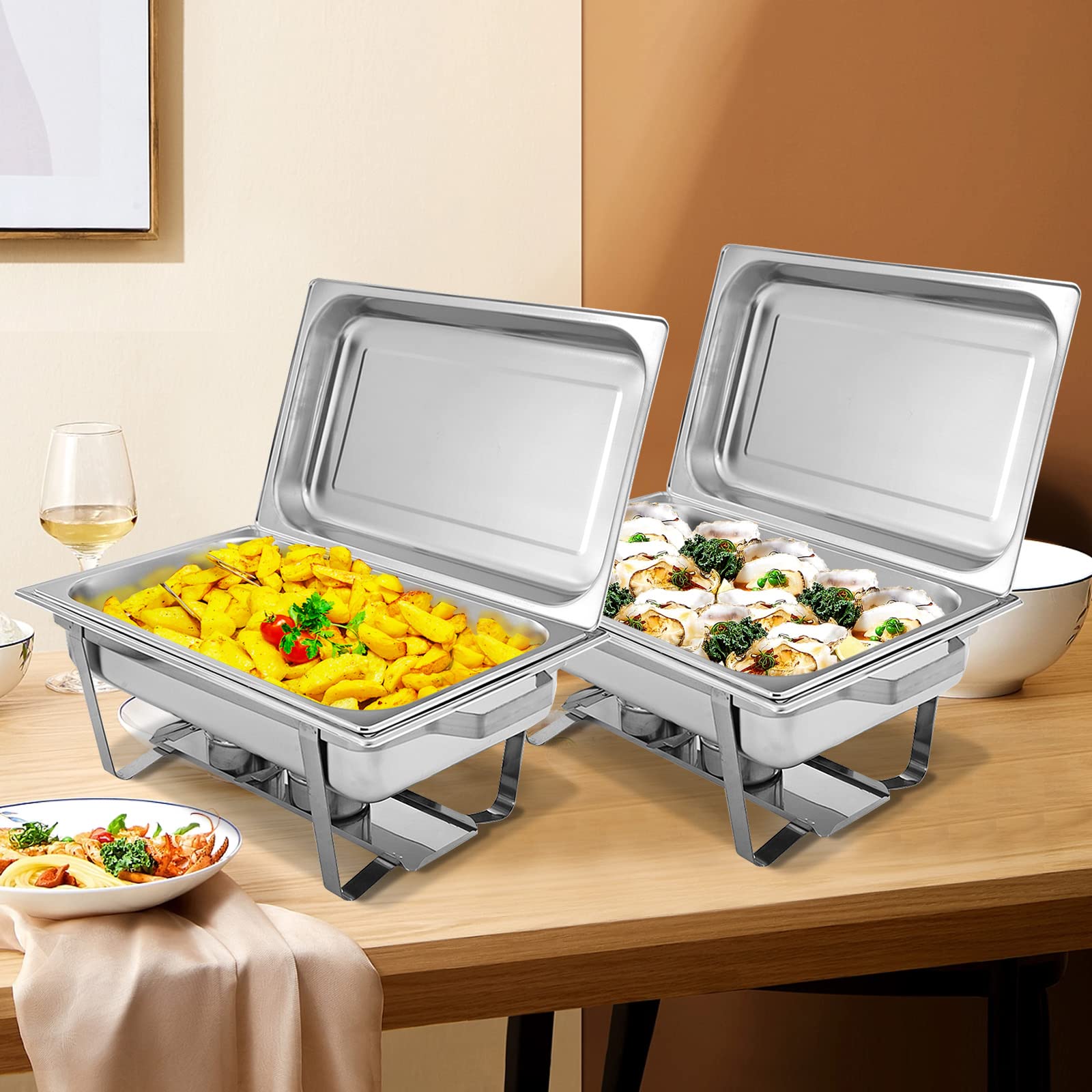 Giantex 2 Packs Chafing Dish 9 Quart Chafter Dishes Stainless Steel 