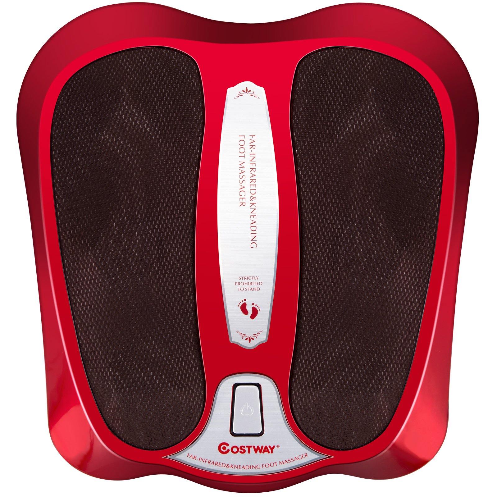 Giantex Foot Massager, Shiatsu Electric Feet Kneading Machine w/ Infrared Heating & 18 Massage Nodes(red)