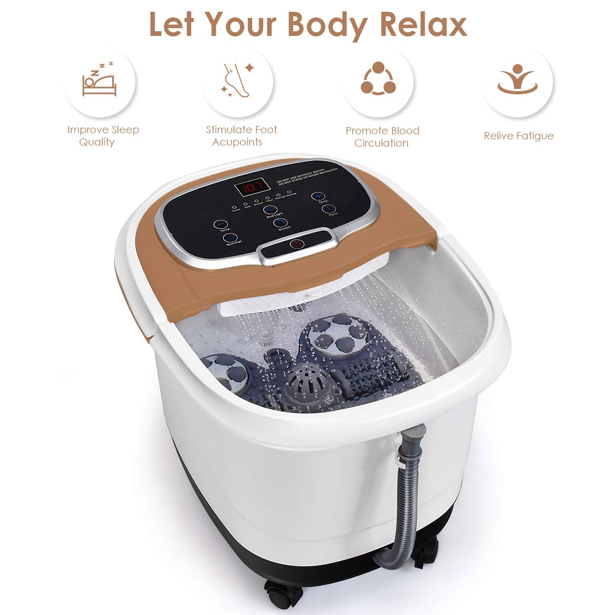 Giantex Foot Spa Bath Massager w/ Heat, Water Shower Adjustable in Angles 