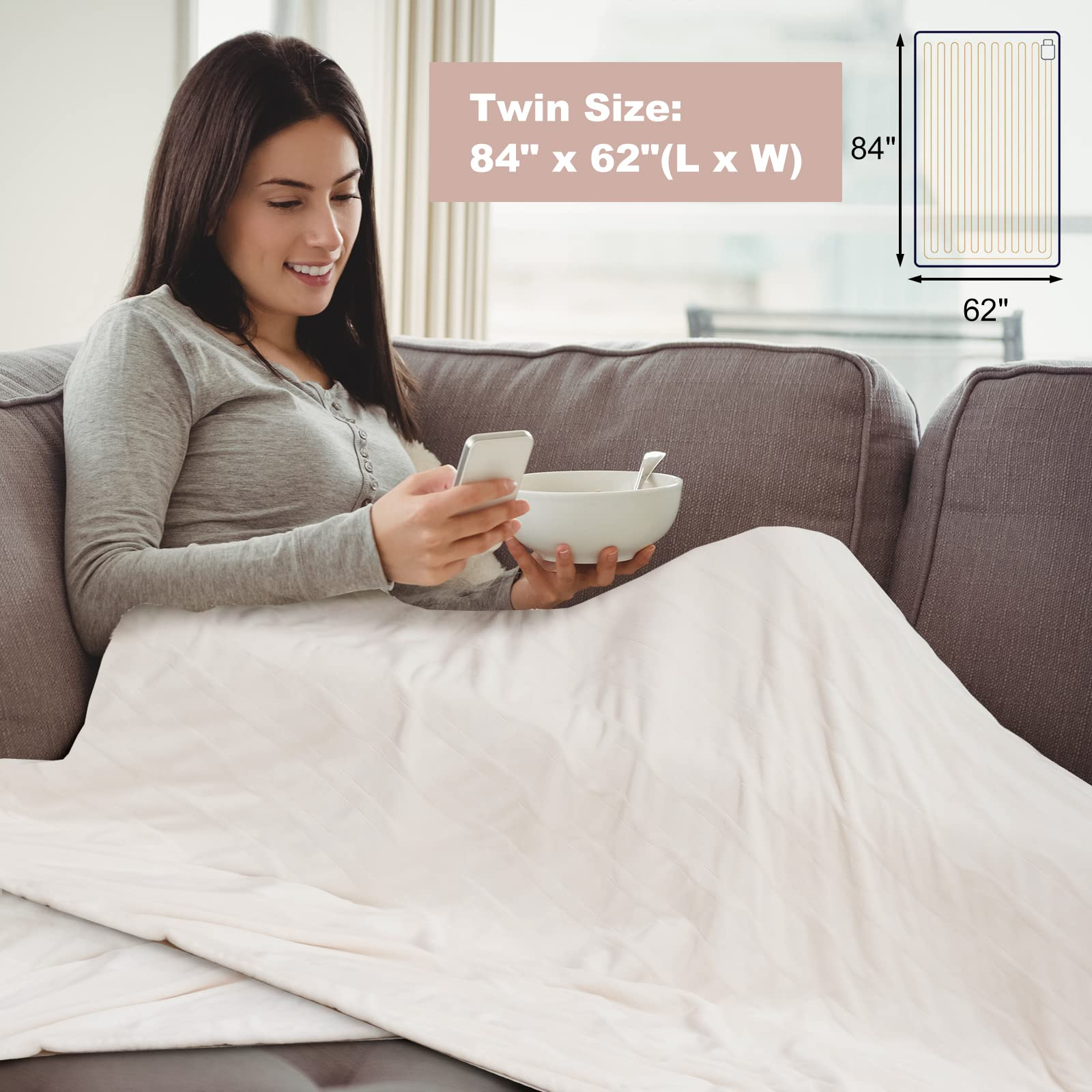 Giantex Electric Heated Blanket, Flannel Electric Blanket Throws, 10 Heating Levels, 8 Hours Auto Off 
