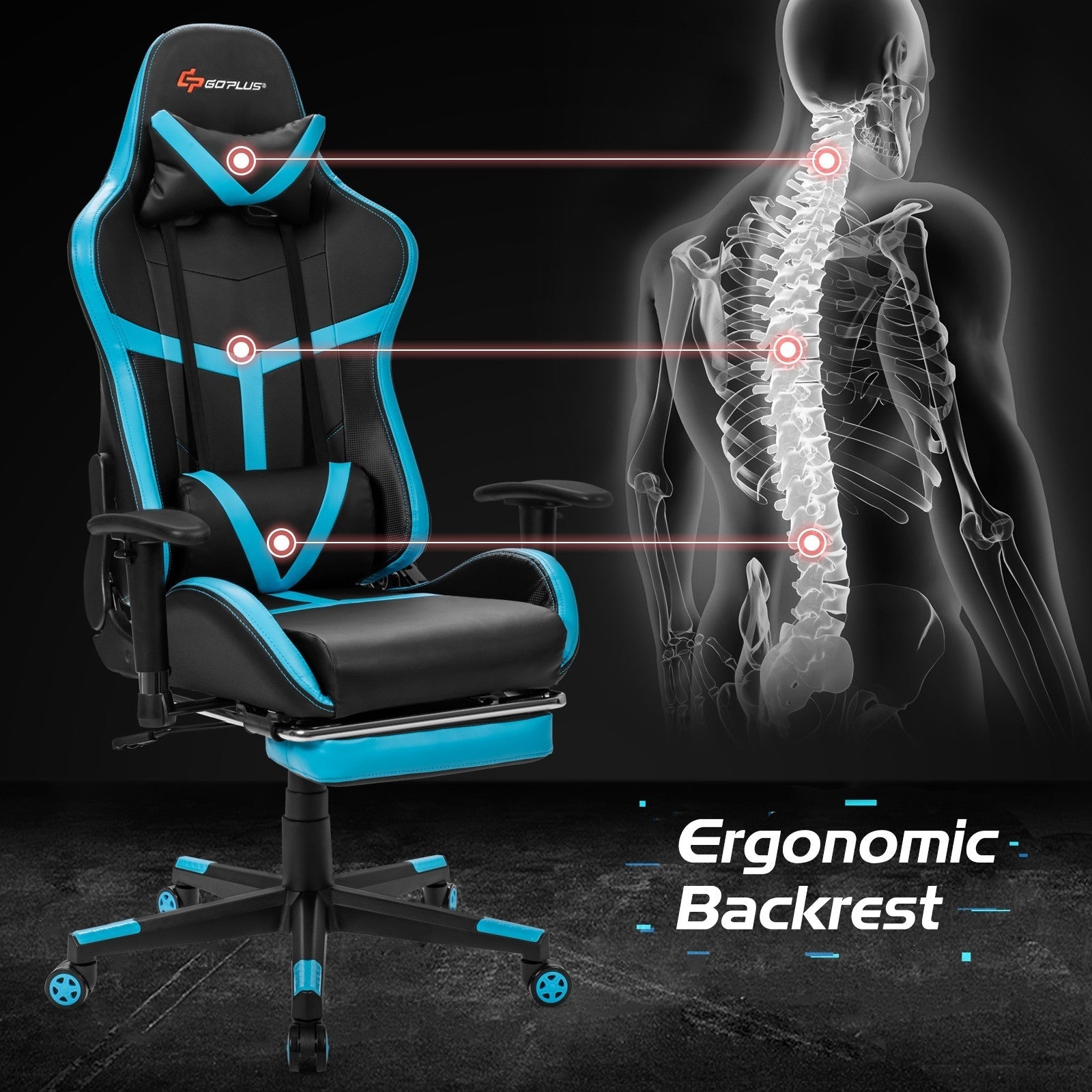 Computer Gaming Chair, Adjustable Massage Gaming Chair