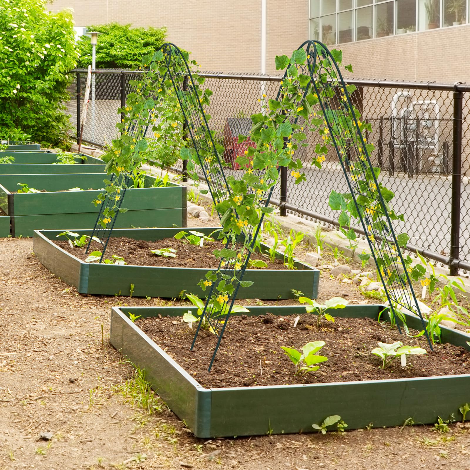 Giantex Garden Trellis, Tall Galvanized Steel Trellis for Climbing Plants