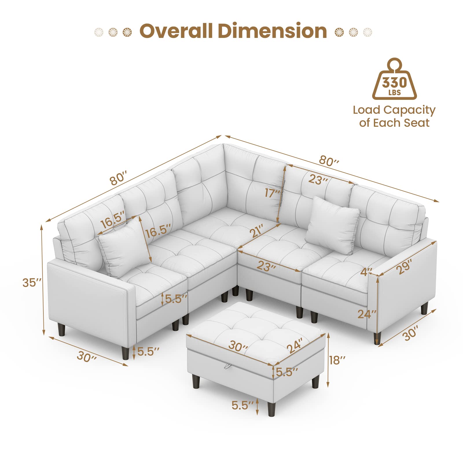 Giantex Modular Sectional Sofa Couch 