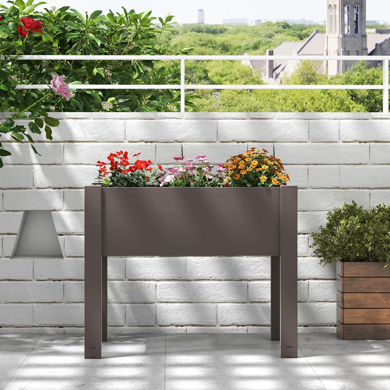 Giantex Raised Garden Bed with Legs, Self-Watering Planter Box with Water Level Indicator 