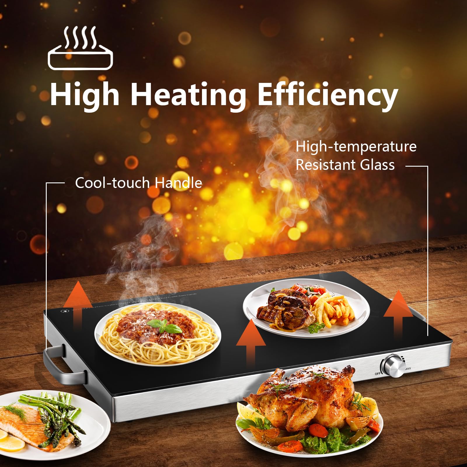 Giantex 2 Packs Electric Warming Tray, 22''x15'' Hot Plate with Adjustable Temperature Control 