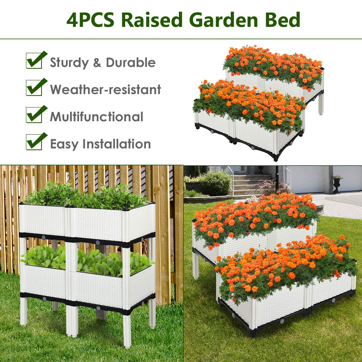 Set of 4 Raised Garden Bed Kits 