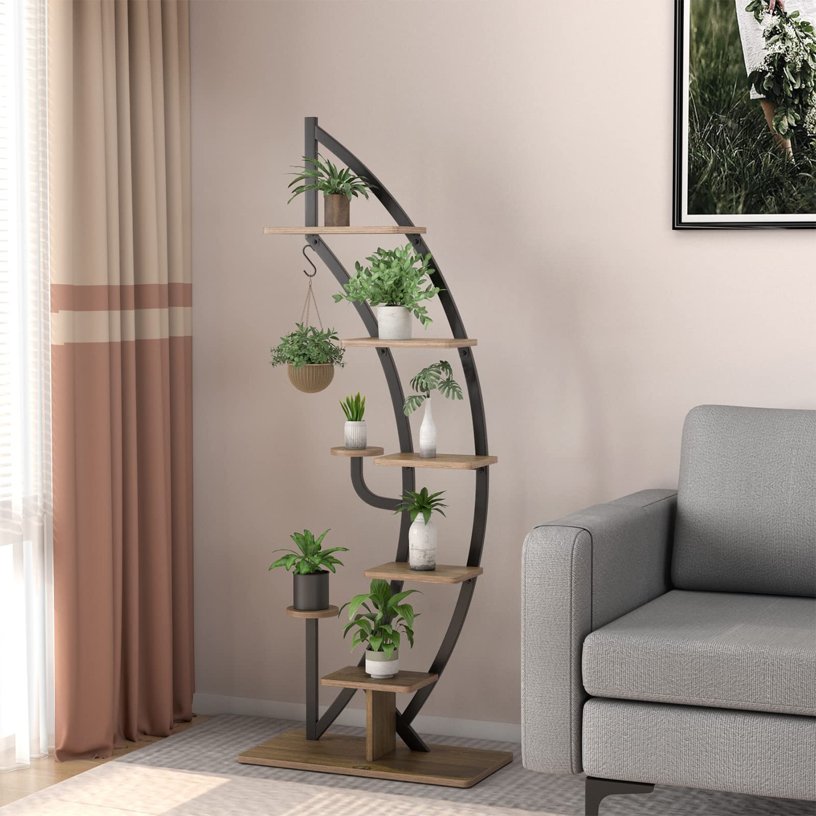 Giantex 6 Tier Metal Plant Stand Indoor, 61" Half Moon Plant Shelf 