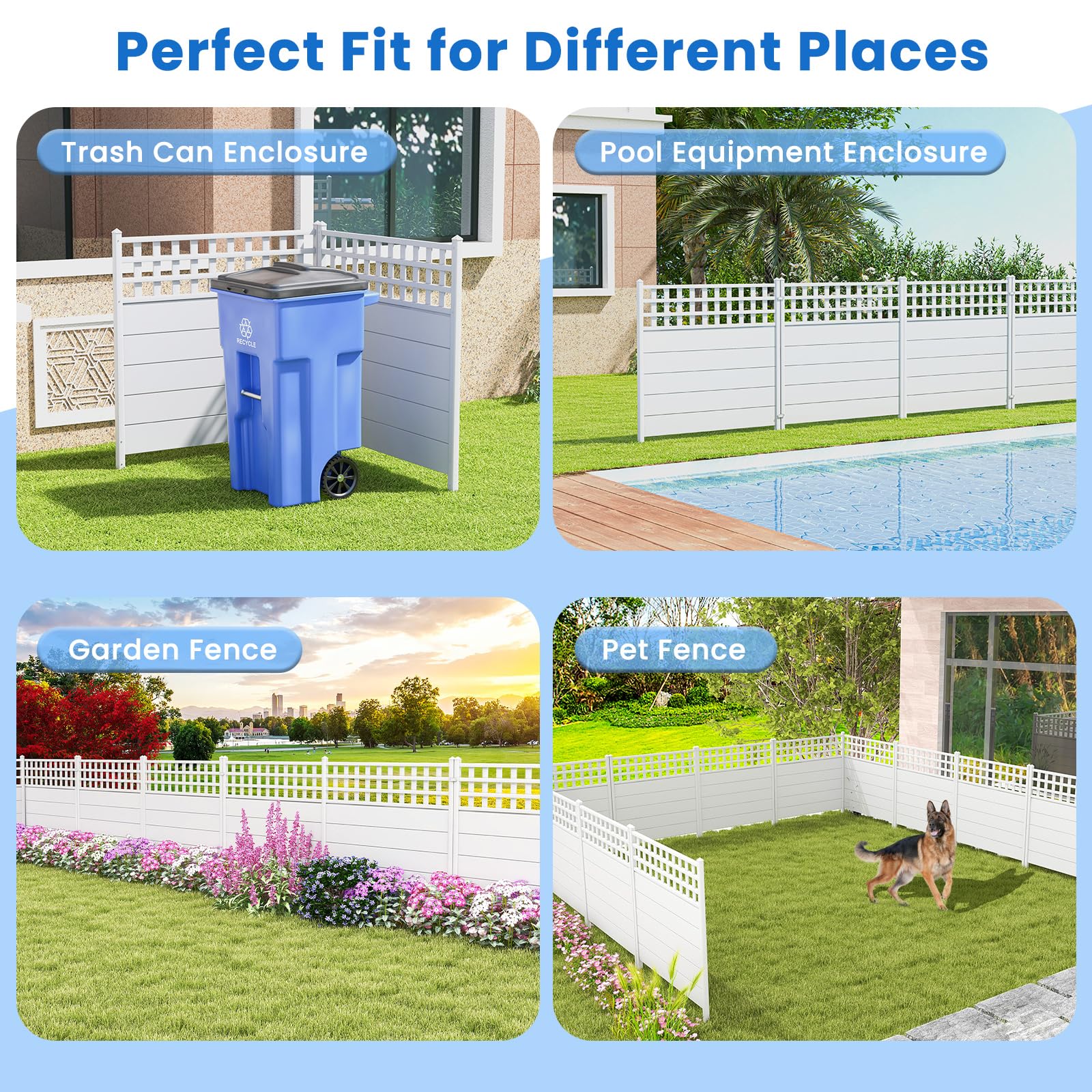 Giantex Outdoor Privacy Screen Fence 2/4 Panels - 45''W x 45''H Air Conditioner Fence with 4 Metal Stakes