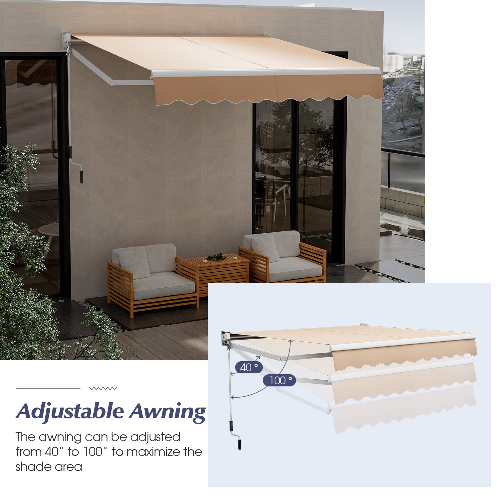 Giantex Retractable Awning for Patio 