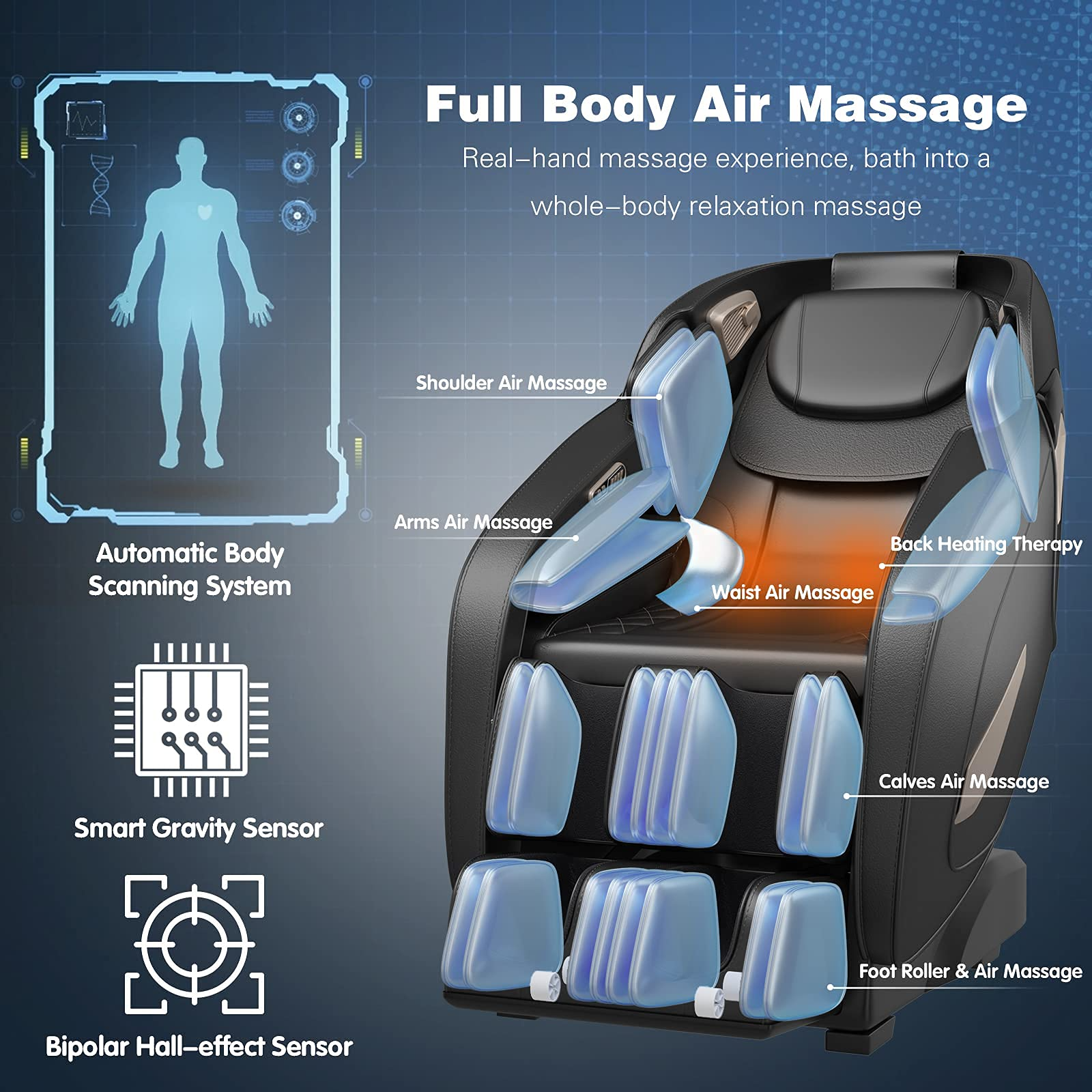 Giantex SL Track Massage Recliner Electric Zero Gravity W/Airbags 