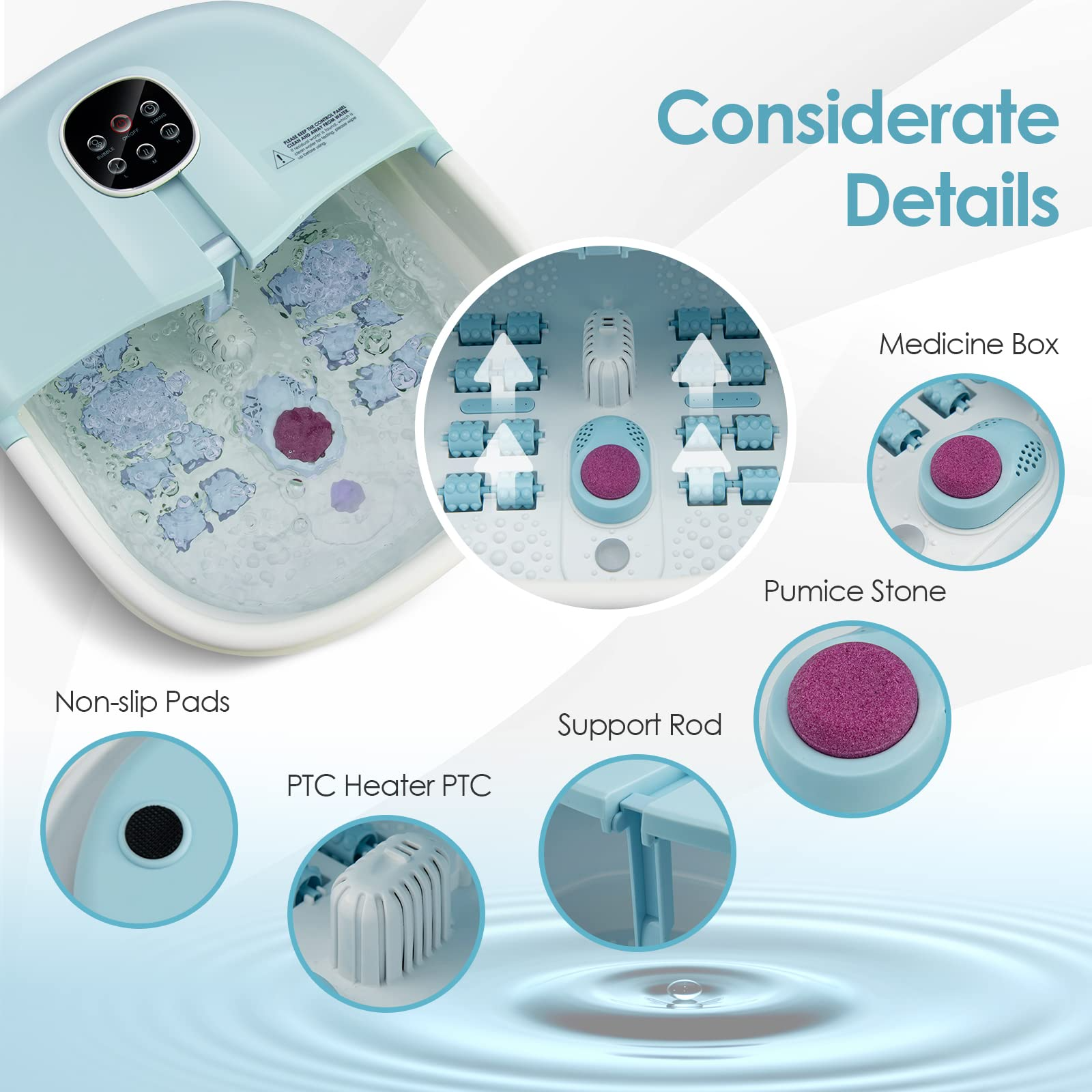 Collapsible Foot Spa Tub w/Remote Control | Pedicure Foot Spa 