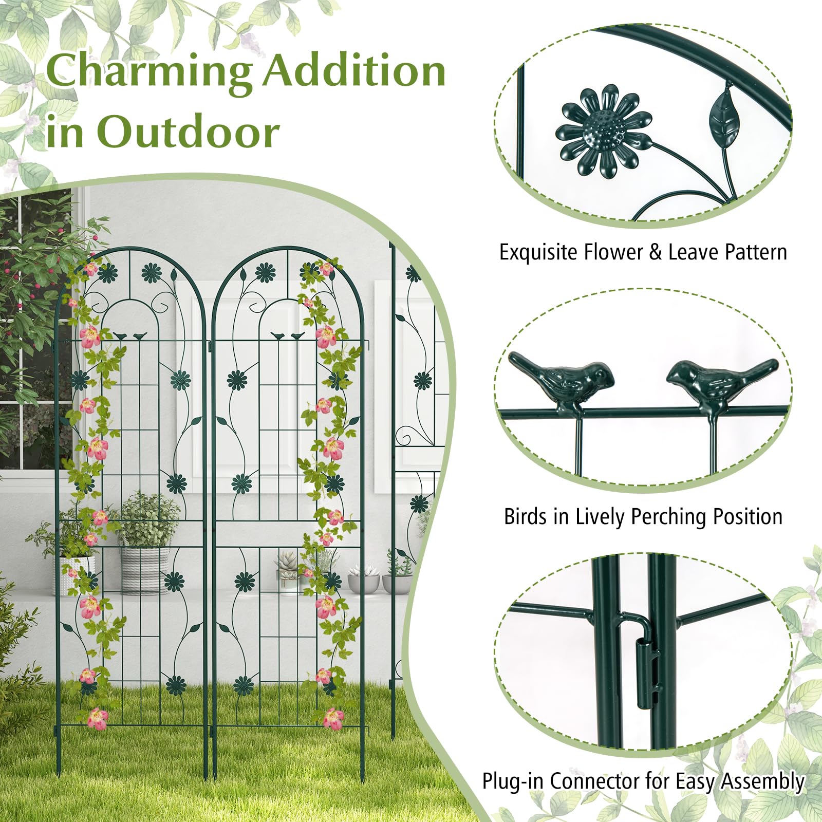 Giantex Garden Trellis, Tall Galvanized Steel Trellis for Climbing Plants 