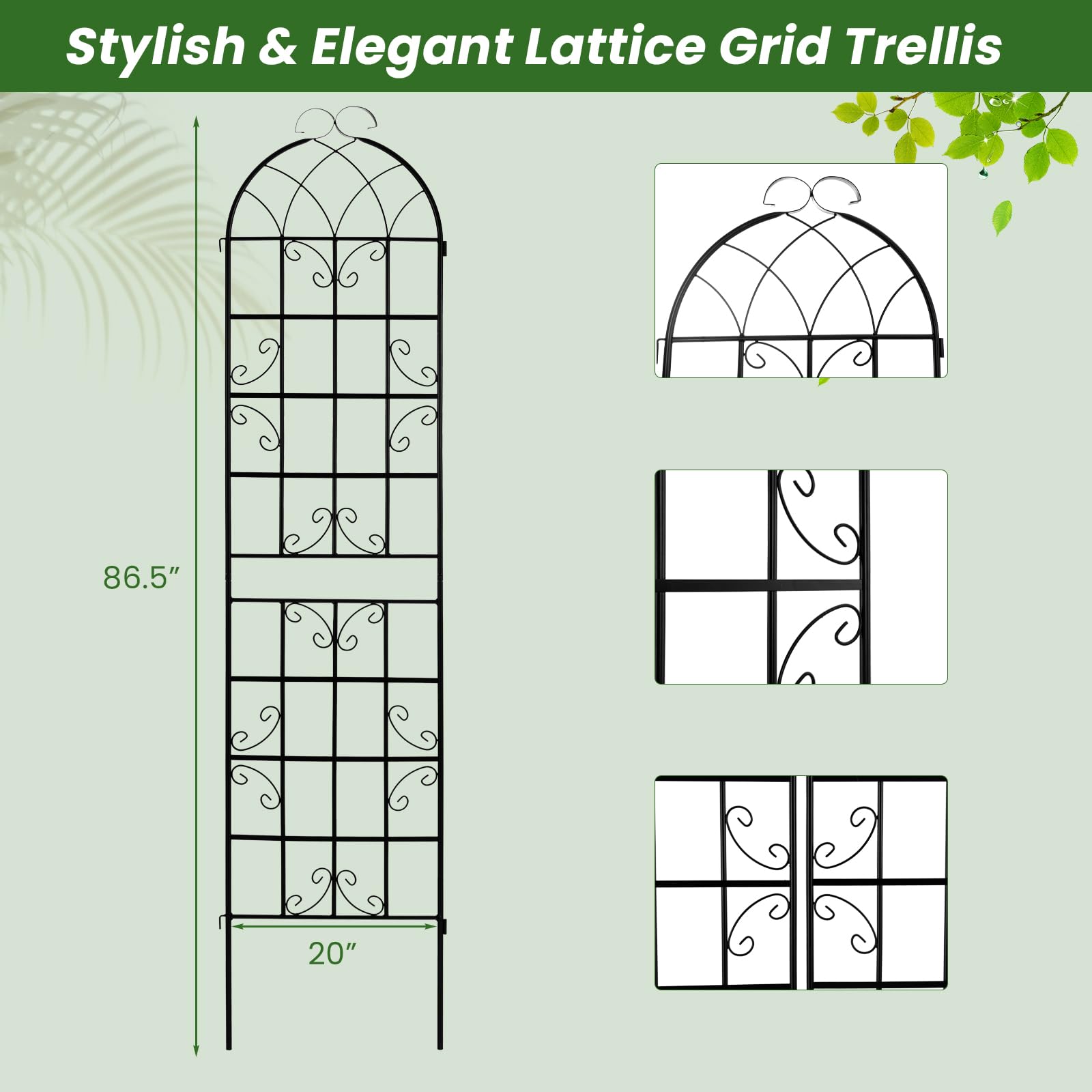 Giantex 2 Pack Trellis for Climbing Plants Outdoor, 7 FT Tall Galvanized Steel Garden Trellis 