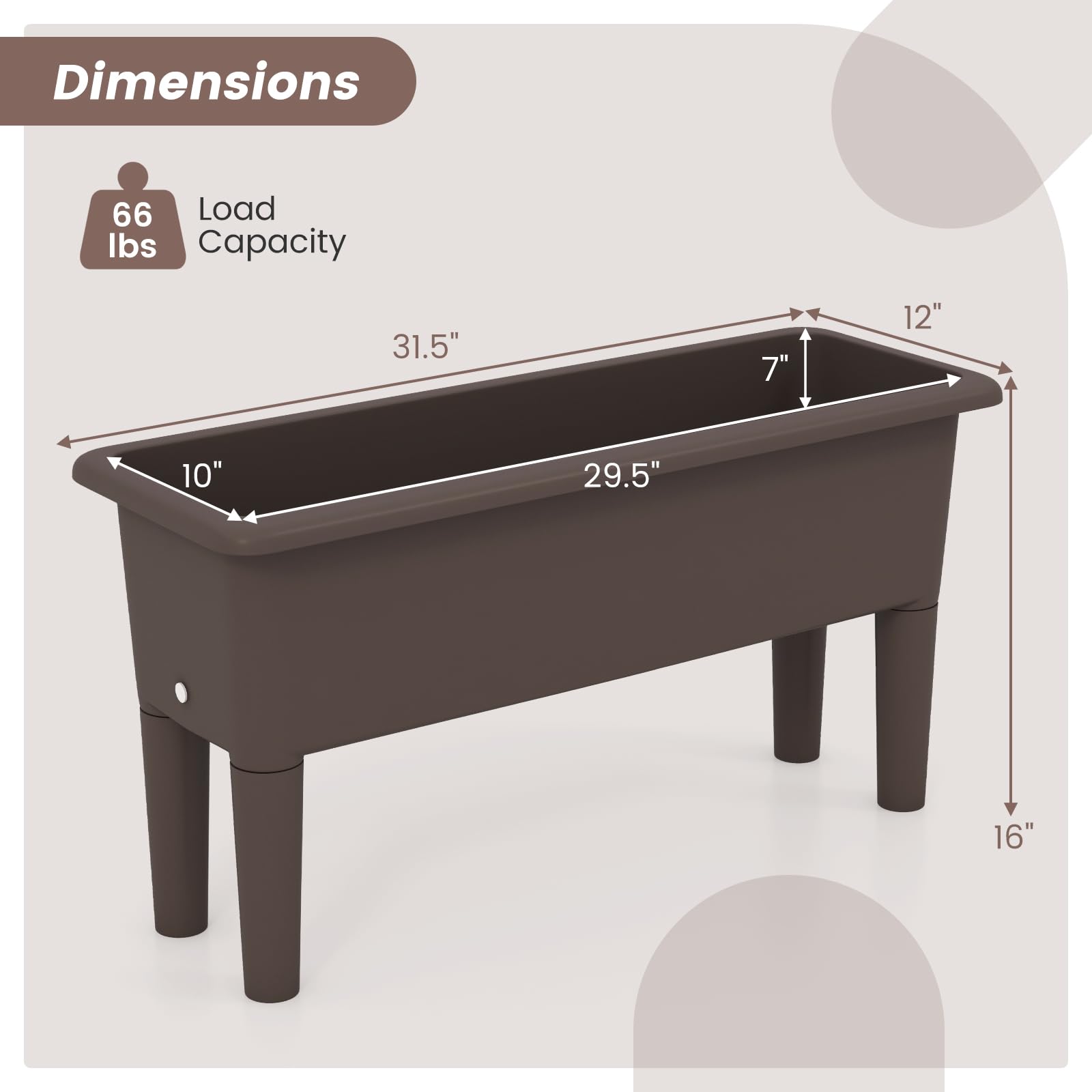 Giantex Raised Garden Beds Outdoor Set of 2, Self-Watering Planter Box with Detachable Legs & Drainage Hole 