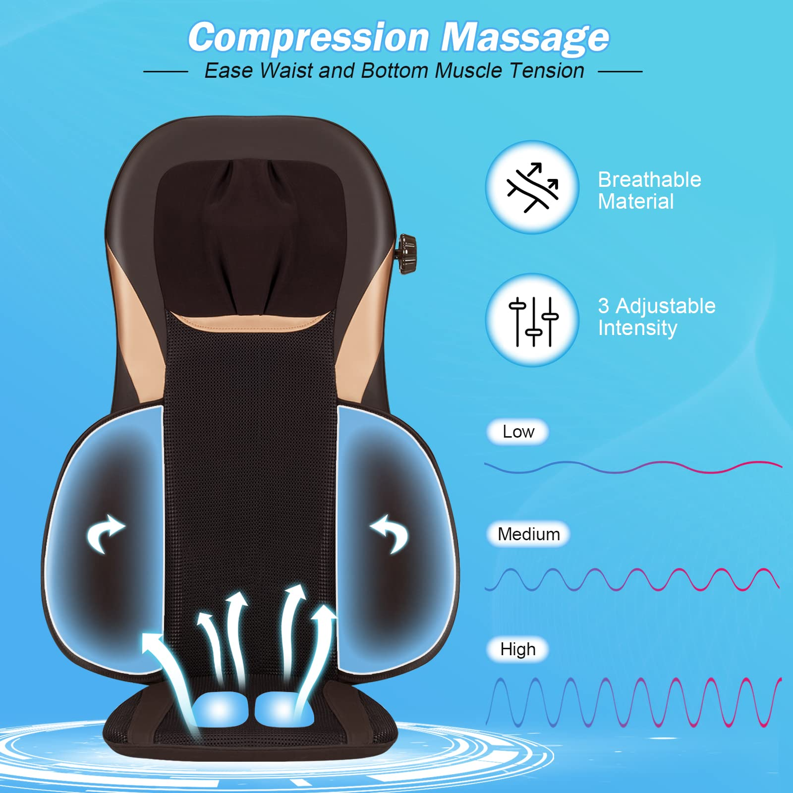 Massage Chair Cushion with Heat, Kneading & Rolling 