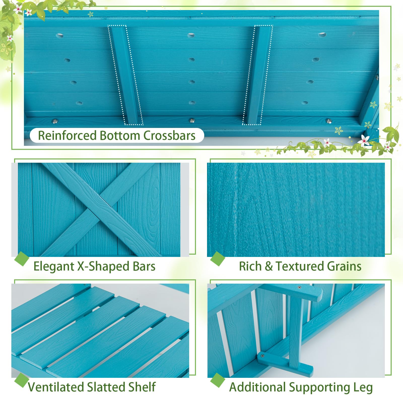 Giantex HIPS Raised Garden Bed, Elevated Planter Box w/Legs, Storage Shelf, Drain Holes 